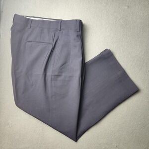 Hart Schaffner & Marx Dress Pants Men 36x28 Blue Pure Virgin Wool Pleated Cuffed